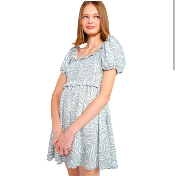 099. NWT Sage & White Smocking Ruffle Puffy Sleeve Dress with pockets - Picture 1 of 14